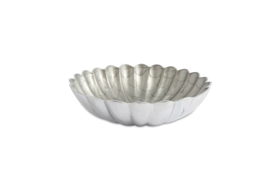 Julia Knight 12-Inch Platinum Round Deep Bowl for Dining, Peony Design, Elegant Serveware