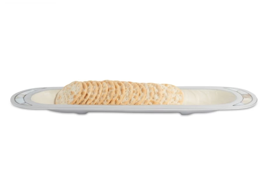 Julia Knight 16-Inch Classic Snow-Themed Hors D'Oeuvres Serving Tray for Elegant Entertaining