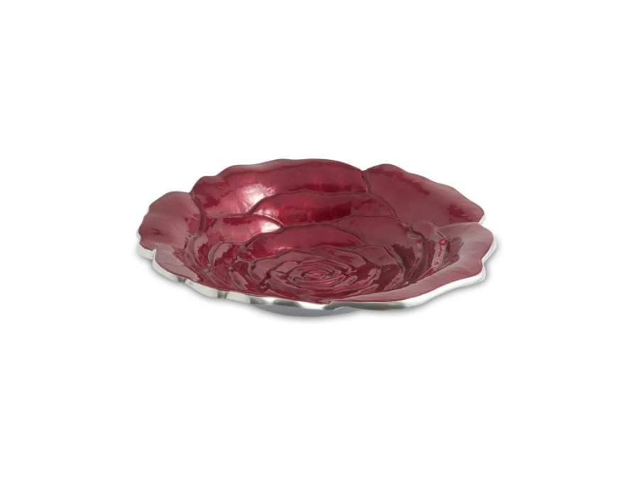 Julia Knight 12-Inch Pomegranate Design Ceramic Bowl - Handcrafted Rose Decorative Serving Bowl