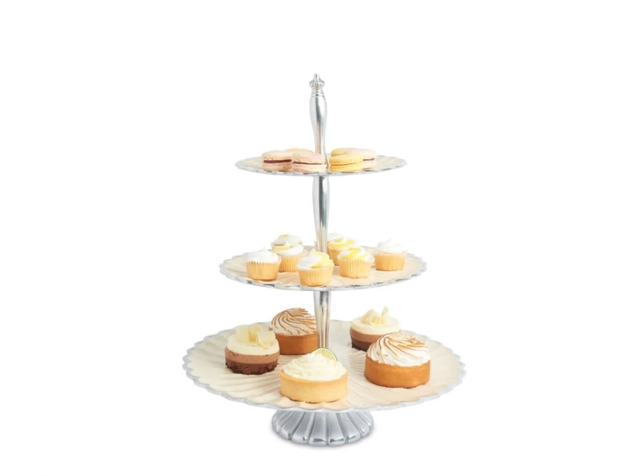 Julia Knight 16" Three-Tiered Peony Snow Serving Stand - Elegant Dessert Display Tower for Parties & Events