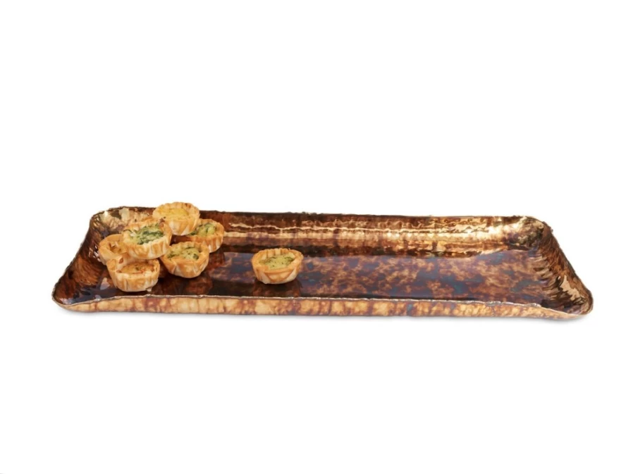 Julia Knight 17-Inch Rainbow Bronze Rectangular Serving Tray - Elegant Cascade Design for Dining & Decor