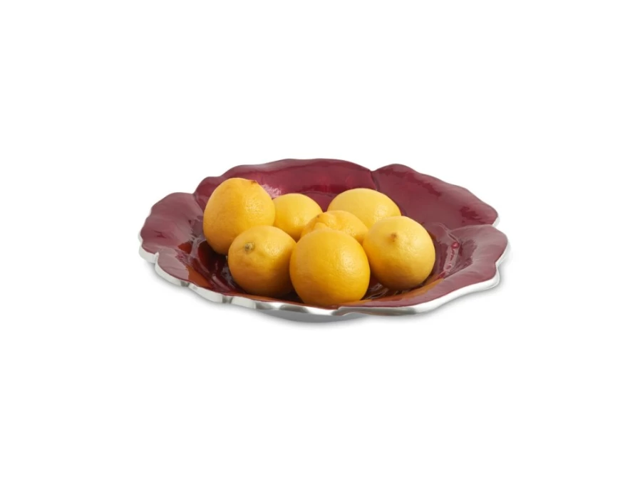Julia Knight 12-Inch Pomegranate Design Ceramic Bowl - Handcrafted Rose Decorative Serving Bowl