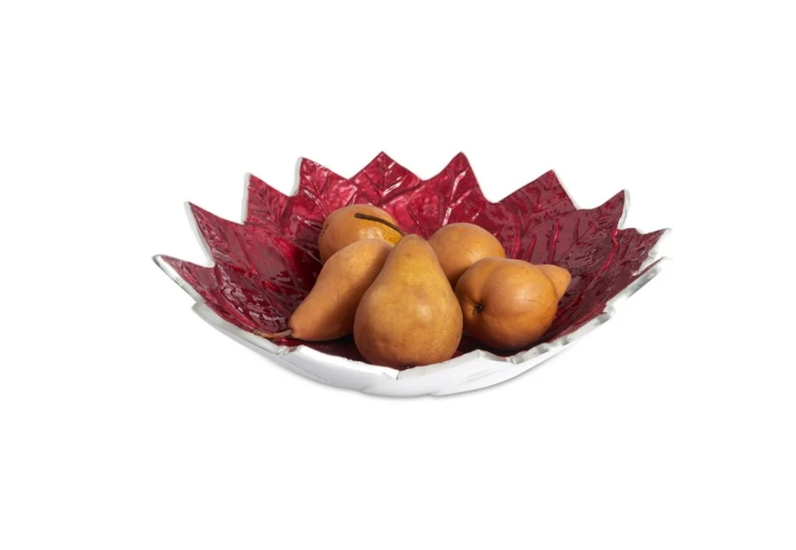 "Julia Knight 14-Inch Poinsettia and Pomegranate Decorative Bowl"