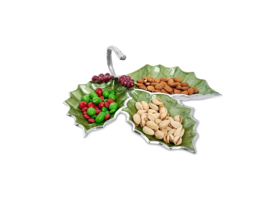 Julia Knight 13" 3-Piece Mojito Server Set with Holly Sprig and Red Berries Decoration