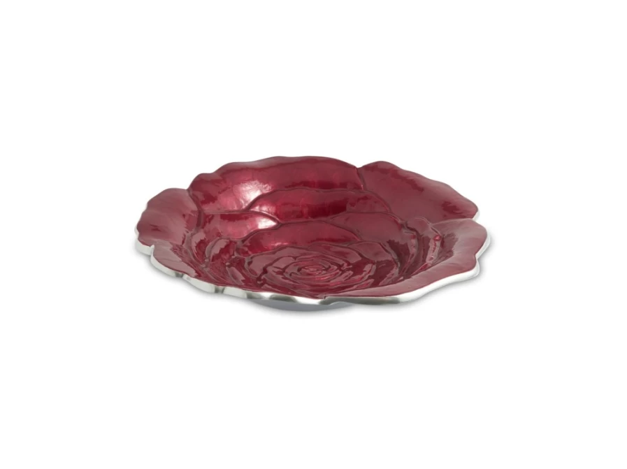 Julia Knight 12-Inch Pomegranate Design Ceramic Bowl - Handcrafted Rose Decorative Serving Bowl