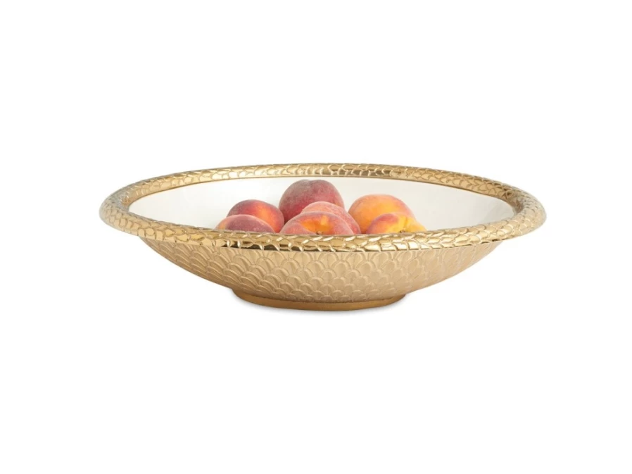 Julia Knight 15-Inch Gold Florentine Oval Bowl with Snowflake Design