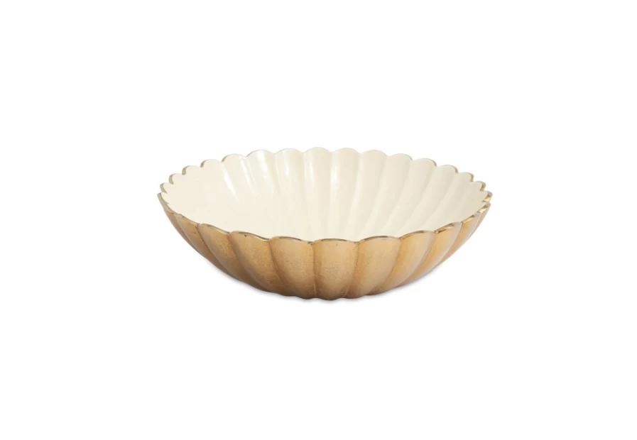 Julia Knight 15" Gold Snow Peony Round Decorative Bowl for Home Decor