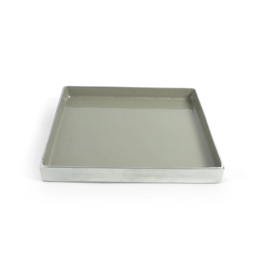 Julia Knight 12.5" Platinum Square Serving Tray - Elegant Dining & Entertaining Dish