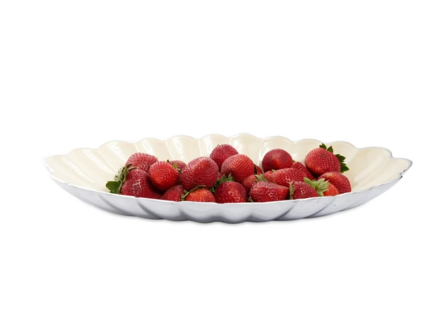 Julia Knight 16" Oval Porcelain Bowl - Handcrafted Peony Snow Design - Elegant Serving Dish
