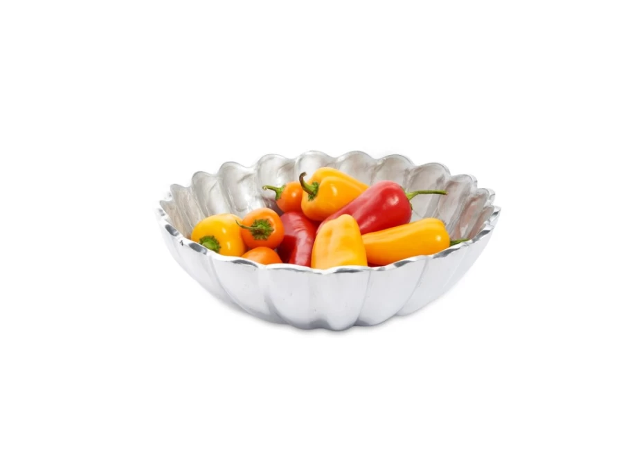 Julia Knight 8.5" Round Platinum Peony Design Deep Bowl for Dining & Decor