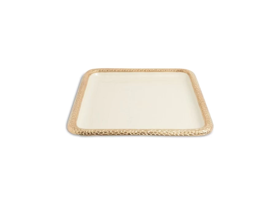 Julia Knight 15" Gold Florentine Square Tray with Snow Design - Elegant Serving Tray