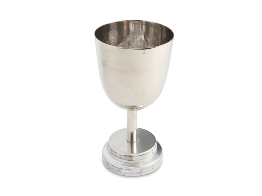 Julia Knight 6.75" Mother Of Pearl Kiddush Cup - Elegant Jewish Ritual Wine Goblet for Shabbat & Holidays