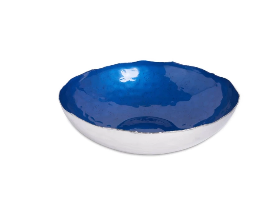Julia Knight 14-Inch Cobalt Blue Shallow Bowl - Handcrafted Ceramic Serving Dish for Salads, Pasta & Decor