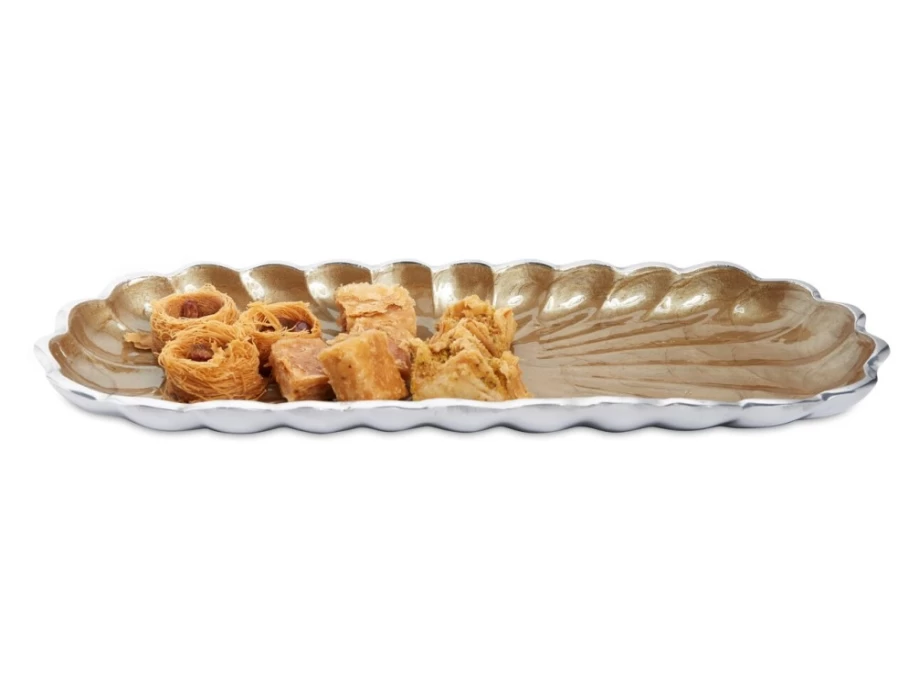 Julia Knight 14" Rectangular Peony Tray - Elegant Toffee-Colored Serving Platter