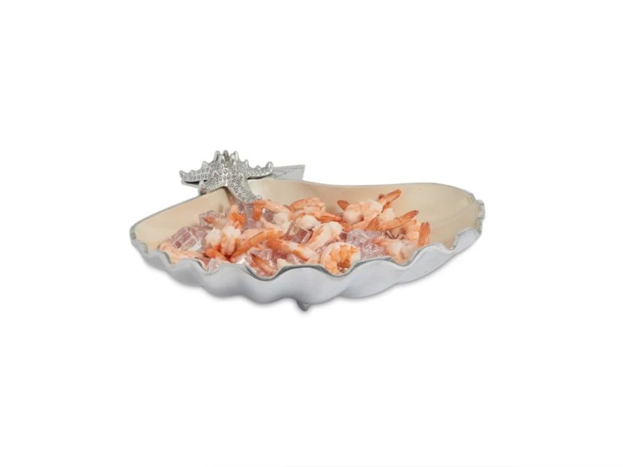 Julia Knight 15" Scallop Starfish Deep Bowl - Snow White Ceramic Serving Bowl