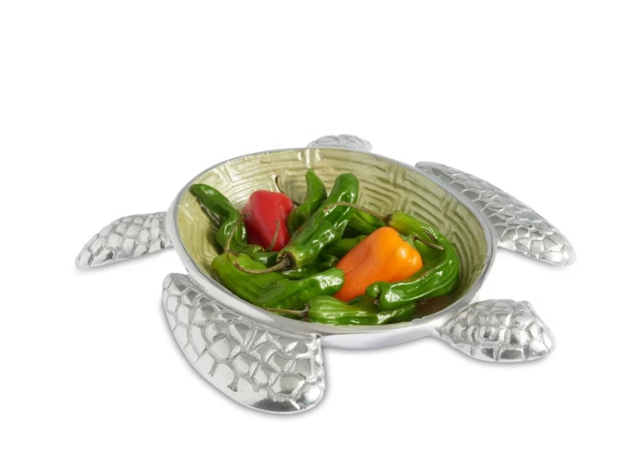 Julia Knight 10-Inch Sea Turtle Ceramic Bowl with Kiwi Design – Handcrafted Artisan Decorative Serving Dish