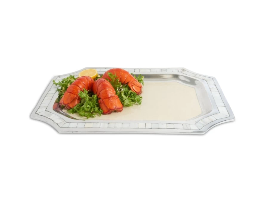 Julia Knight 20-Inch Octagonal Serving Tray Classic Snow Design for Dining & Entertaining