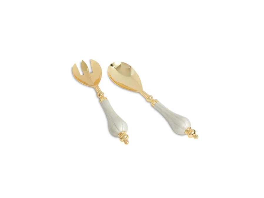 Julia Knight Luxury Gold-Toned Peony Salad Serving Set - Elegant Snowflake Design Tableware