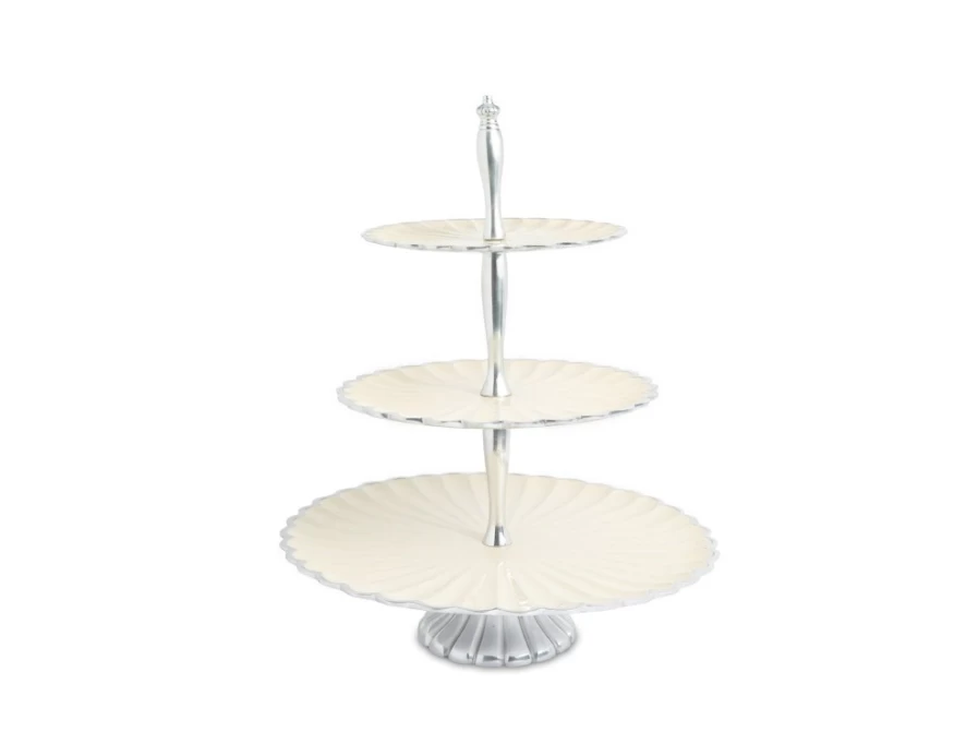 Julia Knight 16" Three-Tiered Peony Snow Serving Stand - Elegant Dessert Display Tower for Parties & Events