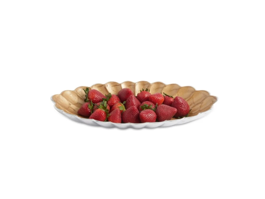 Julia Knight 16" Oval Toffee Bowl - Handcrafted Peony Design, Elegant Serving Bowl for Dining & Decor
