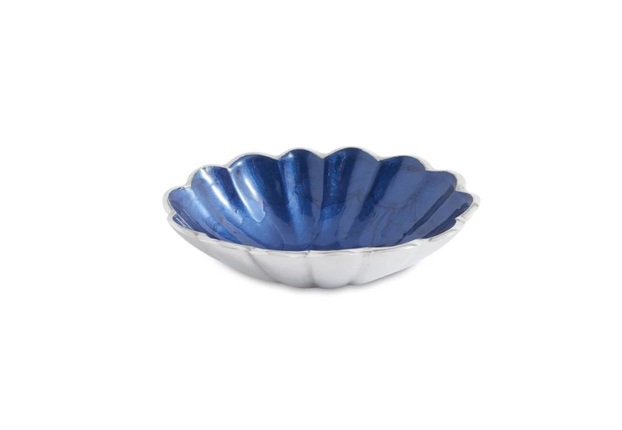 Julia Knight 5-Inch Oval Sapphire Blue Bowl - Handcrafted Peony Design Ceramic Serving Dish