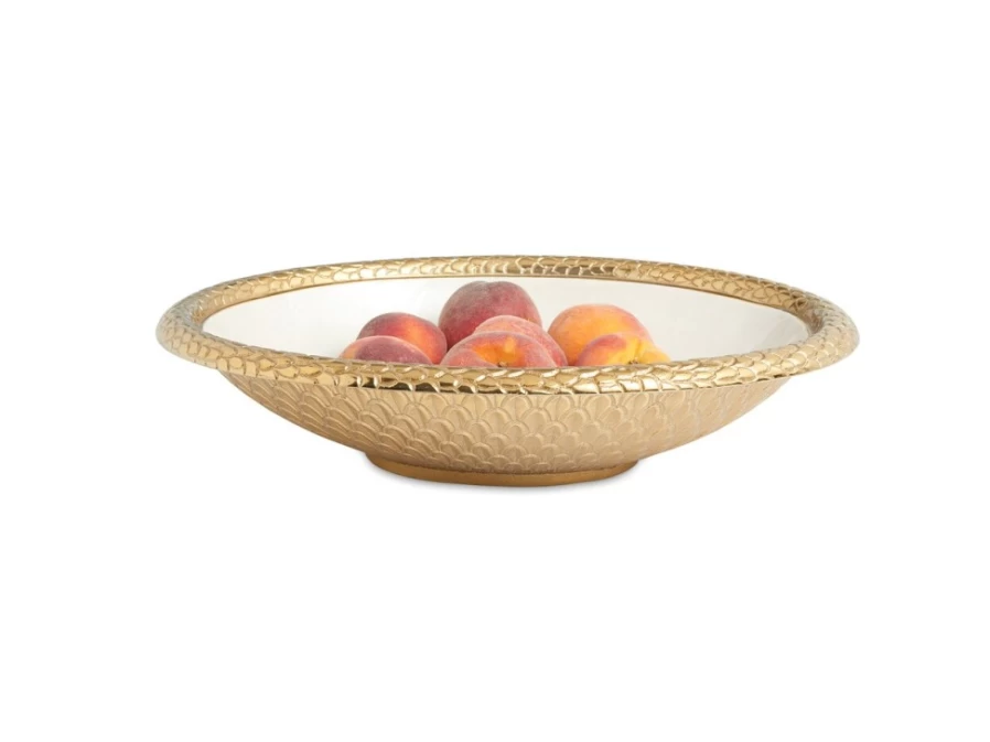 Julia Knight 15-Inch Gold Florentine Oval Bowl with Snowflake Design