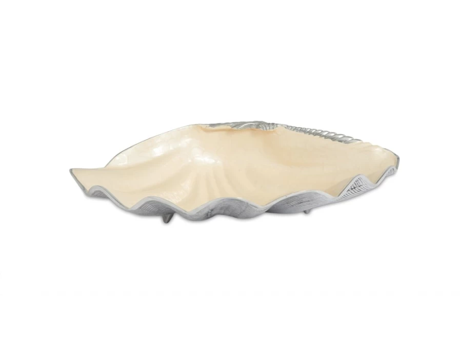 Julia Knight Tahitian Clam Shell Bowl - 25 Inch White Decorative Seashell Bowl for Beach Home Decor