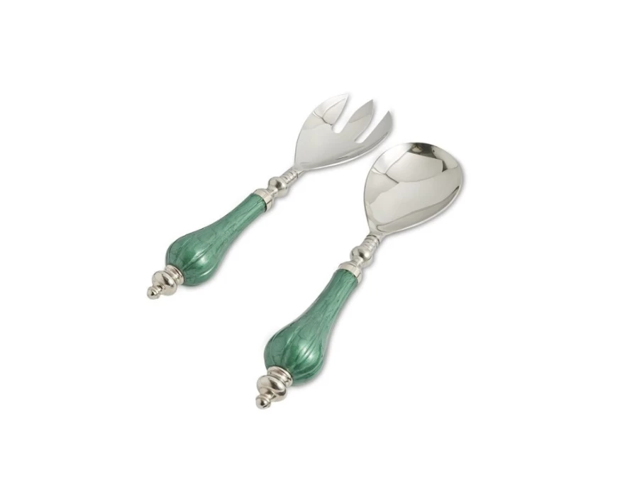 Julia Knight Emerald Green Peony Salad Serving Set - Elegant Dinnerware for Entertaining