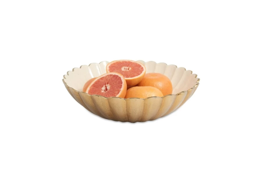Julia Knight 15" Gold Snow Peony Round Decorative Bowl for Home Decor
