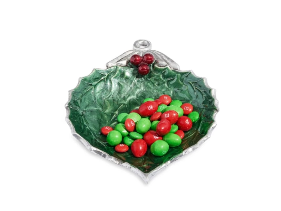 Julia Knight 7-Inch Emerald Green Holly Sprig Ornamental Decorative Bowl