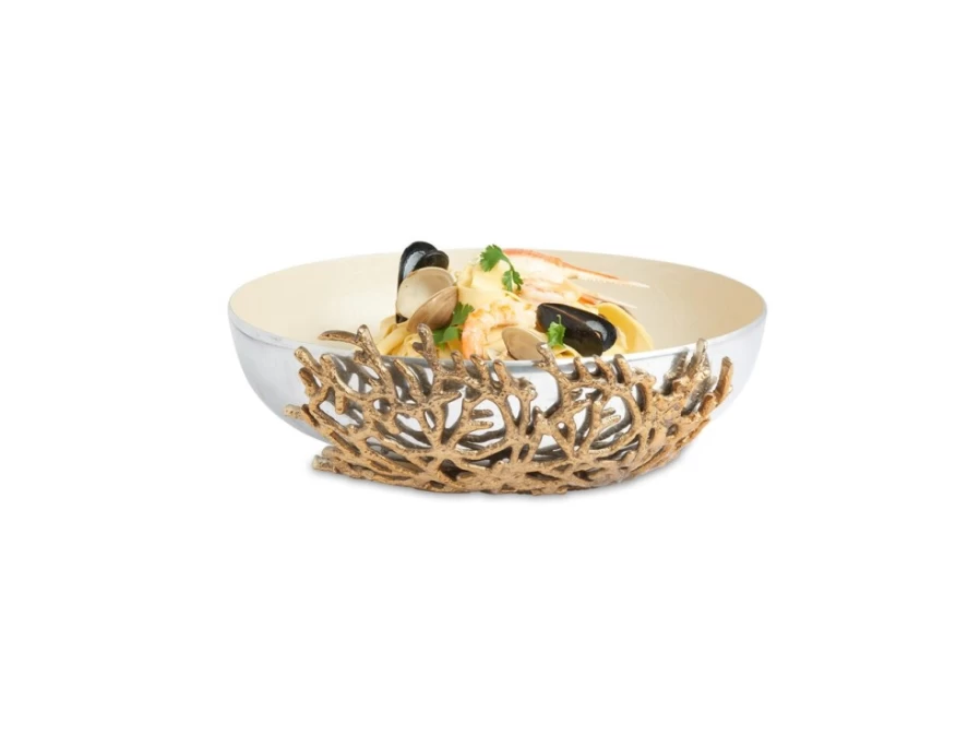 Julia Knight 15-Inch Coral Colored Decorative Bowl for Snow-Themed Decor