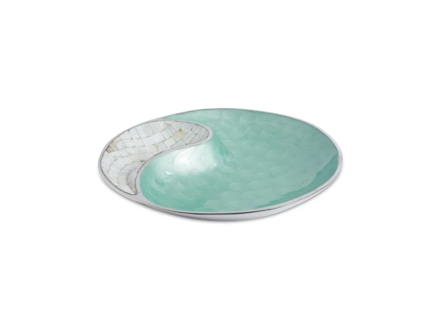 Julia Knight 13" Aqua Yin Yang Ceramic Bowl - Handcrafted Classic Design for Home Decor