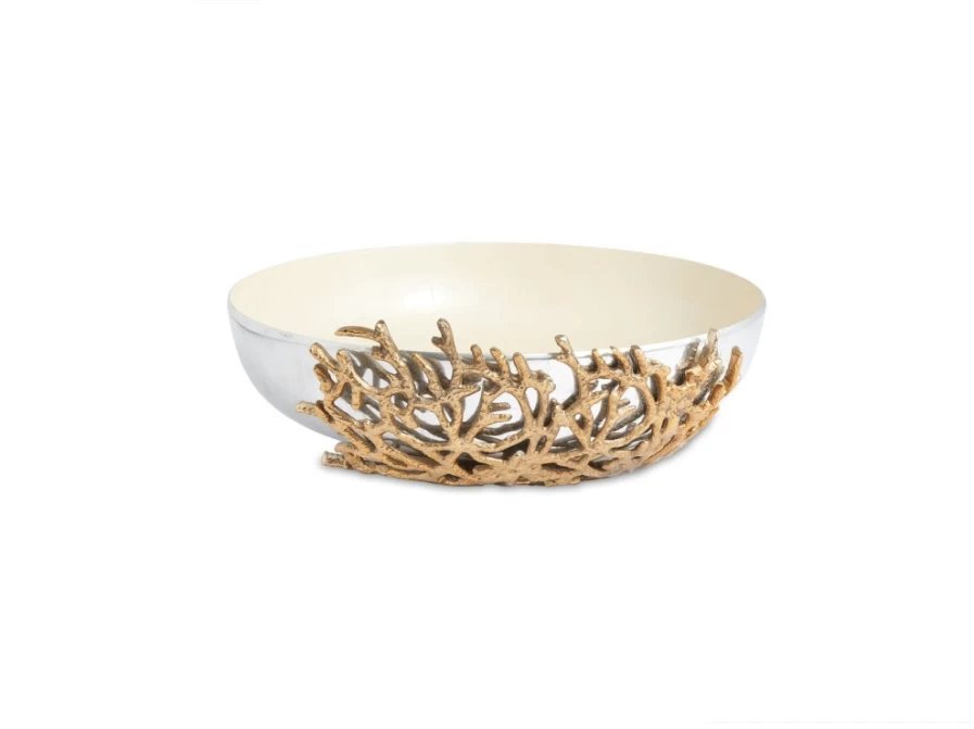 Julia Knight 15-Inch Coral Colored Decorative Bowl for Snow-Themed Decor