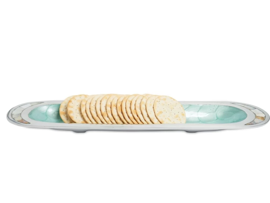Julia Knight 16" Classic Aqua Hors D'Oeuvres Tray – Elegant Serving Platter for Parties & Events