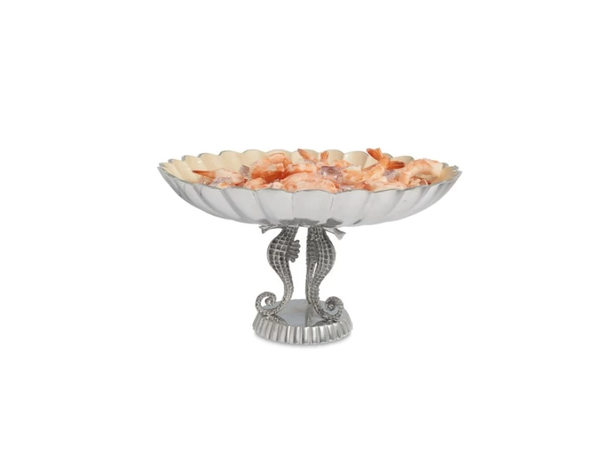 Julia Knight 14" Pedestal Bowl - Elegant Sea Horse Design for Home Decor