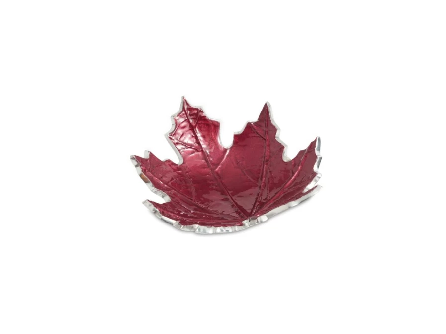 Julia Knight 6-Inch Pomegranate Red Petite Decorative Bowl with Maple Leaf Design