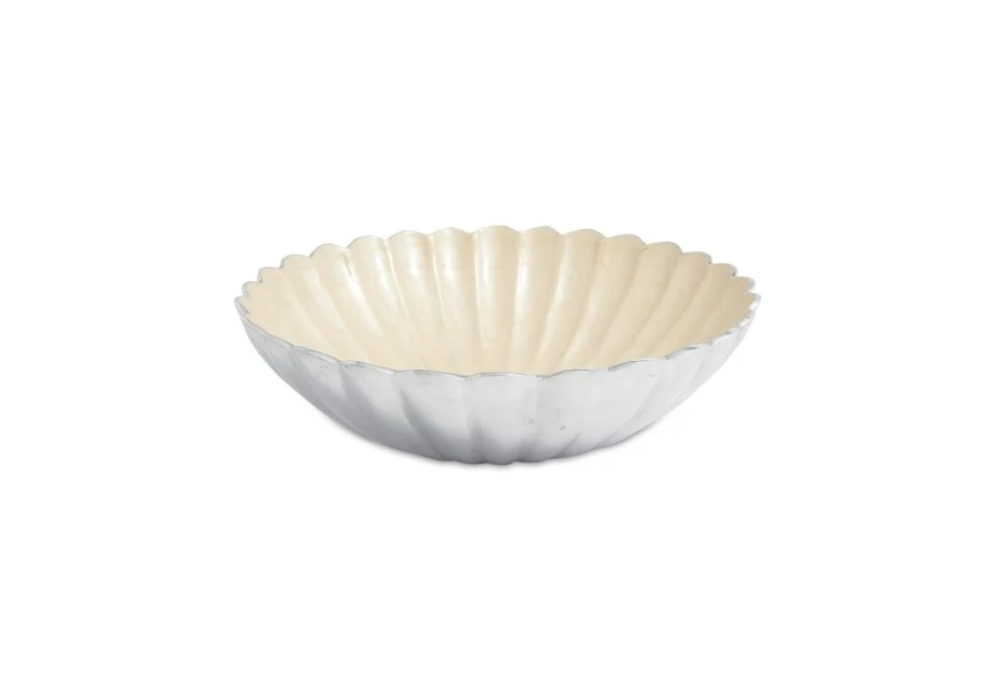 Julia Knight 15" Round Porcelain Bowl with Peony and Snow Design - Elegant Home Decor