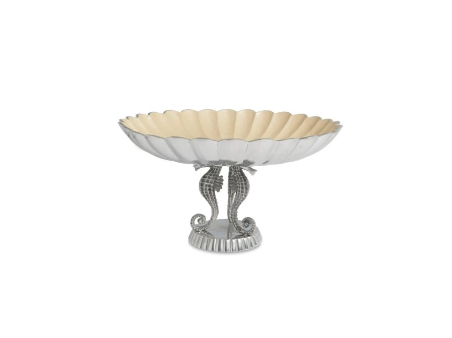 Julia Knight 14" Pedestal Bowl - Elegant Sea Horse Design for Home Decor