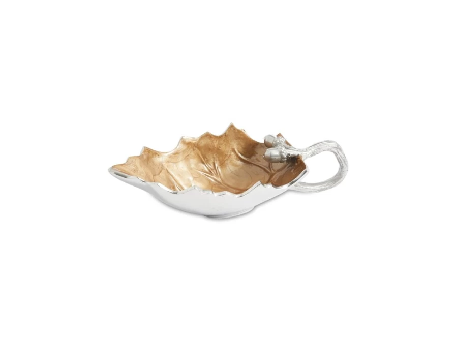 Julia Knight Elegant Oak Leaf Design Sauce Boat - Premium Toffee Serving Dish for Gourmet Dining
