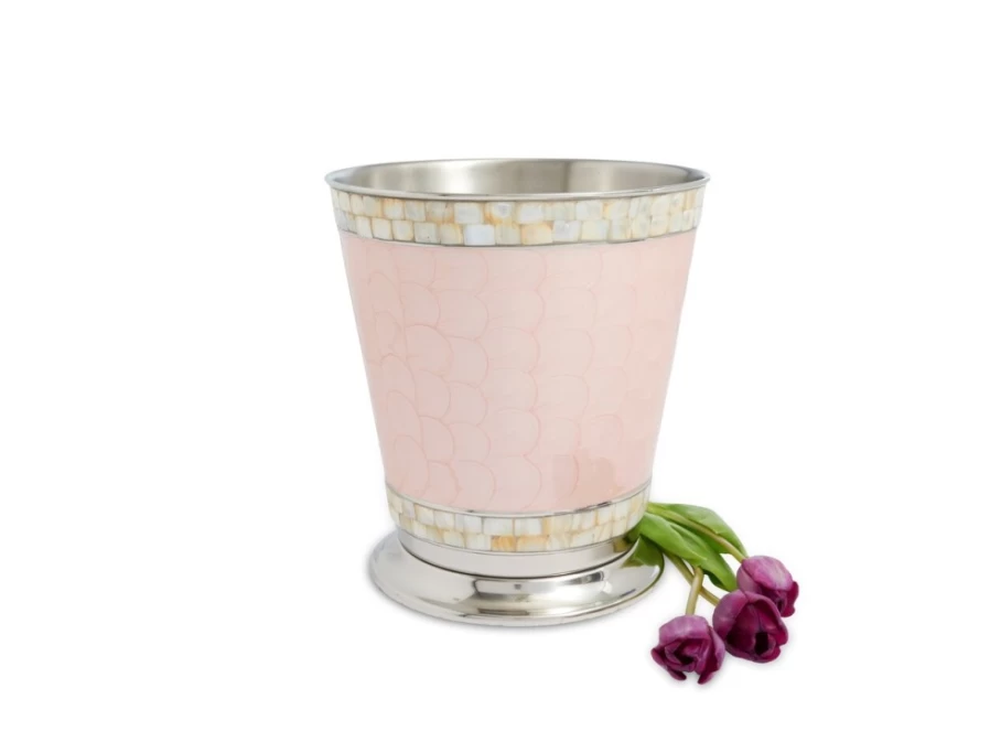 Julia Knight 9.75 Inch Pink Ice Classic Waste Basket - Small Trash Can for Bathroom, Bedroom, Office