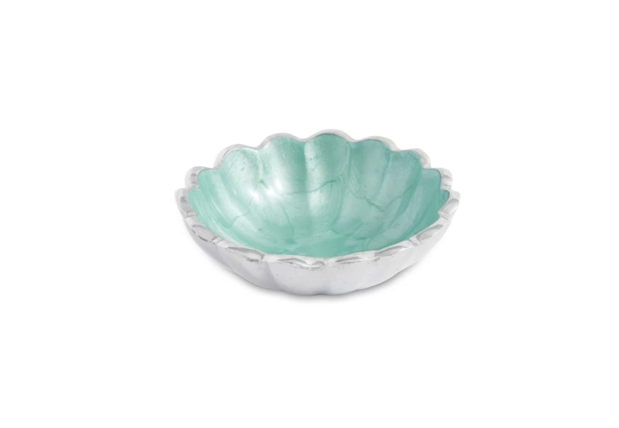Julia Knight 4" Aqua Petite Bowl - Handcrafted Peony Design Ceramic Bowl for Home Decor