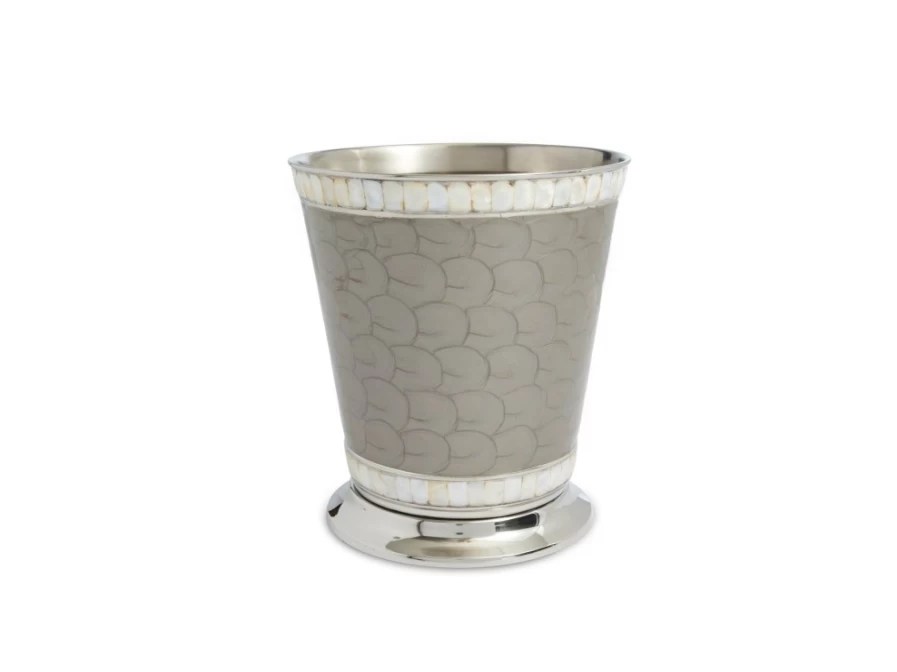 Julia Knight 9.75-Inch Platinum Classic Wastebasket - Elegant Metal Trash Can for Home & Office