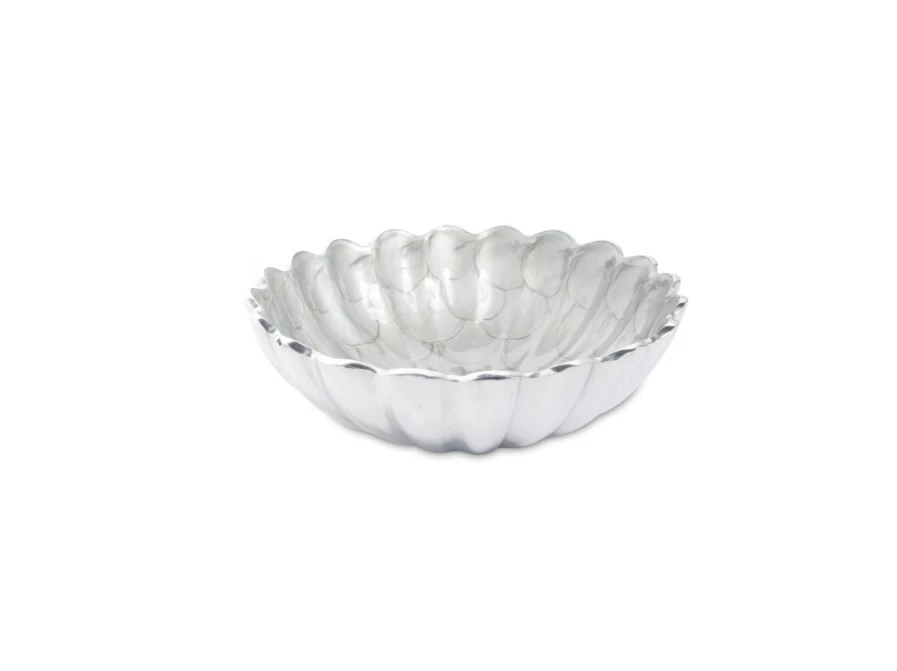 Julia Knight 8.5" Round Platinum Peony Design Deep Bowl for Dining & Decor