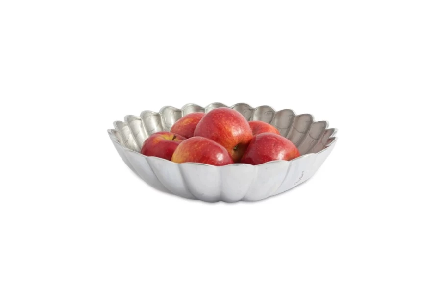 Julia Knight 12-Inch Platinum Round Deep Bowl for Dining, Peony Design, Elegant Serveware
