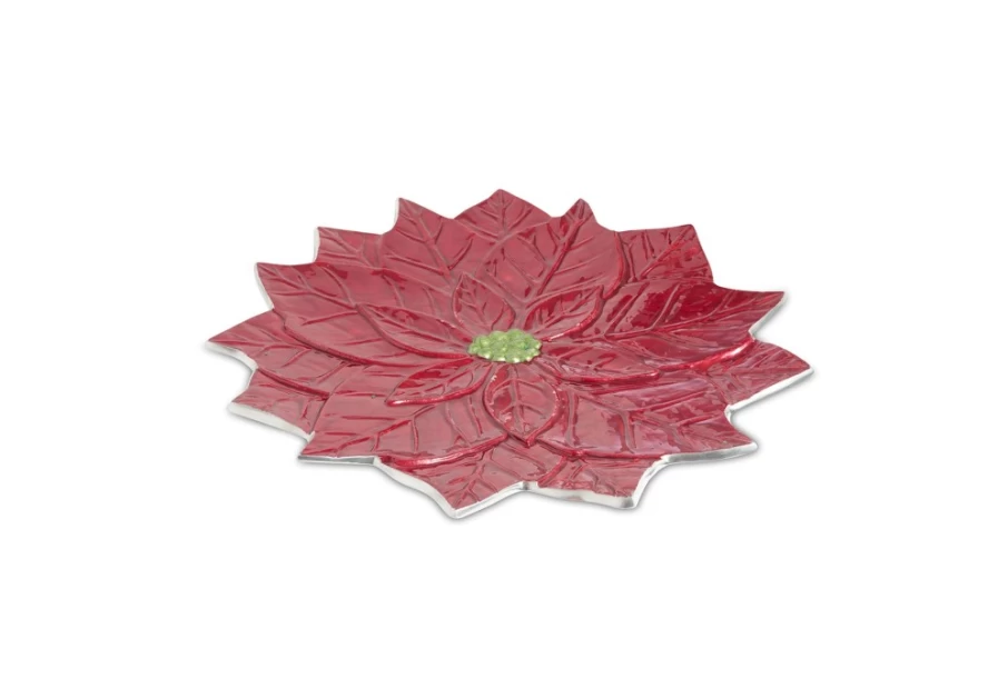 Julia Knight 15" Poinsettia Pomegranate Decorative Platter for Holiday Serving