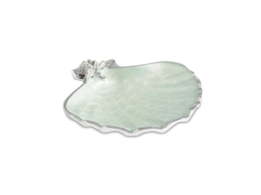 Julia Knight 8.5-Inch Scallop Starfish Bowl with Hydrangea Floral Design for Coastal Home Decor