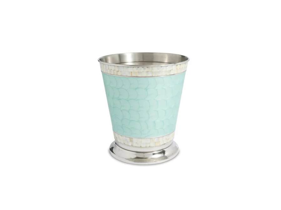 Julia Knight 9.75-Inch Classic Aqua Wastebasket - Retro Small Trash Can for Bathroom, Office, or Bedroom