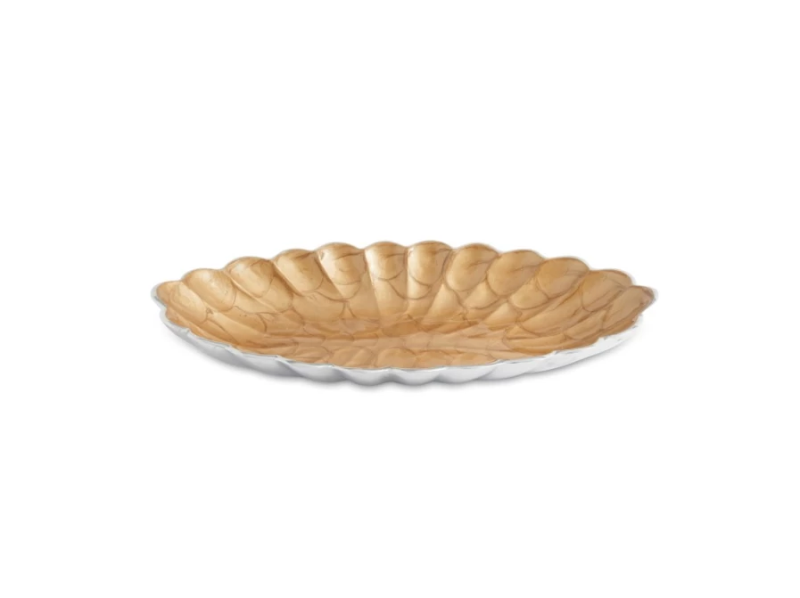 Julia Knight 16" Oval Toffee Bowl - Handcrafted Peony Design, Elegant Serving Bowl for Dining & Decor