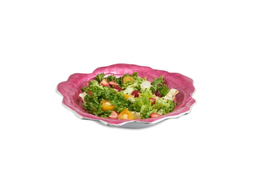 Julia Knight 15-inch Decorative Rose Bowl in Raspberry Pink - Handcrafted Ceramic Serving Dish for Fruit, Salad, or Centerpiece