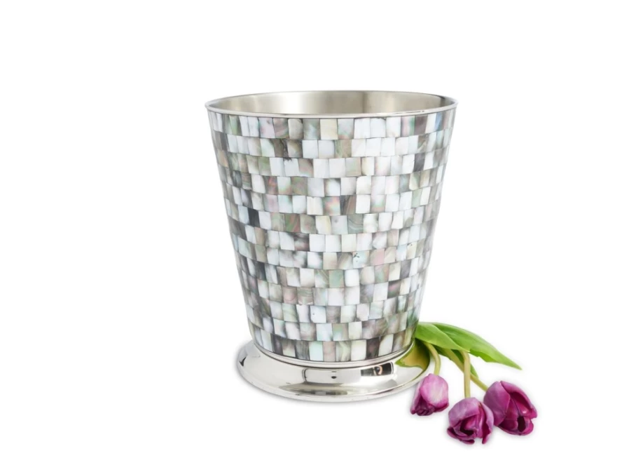Julia Knight 9.75" Classic Tahitian Pearl Waste Basket - Elegant Trash Can for Home & Office